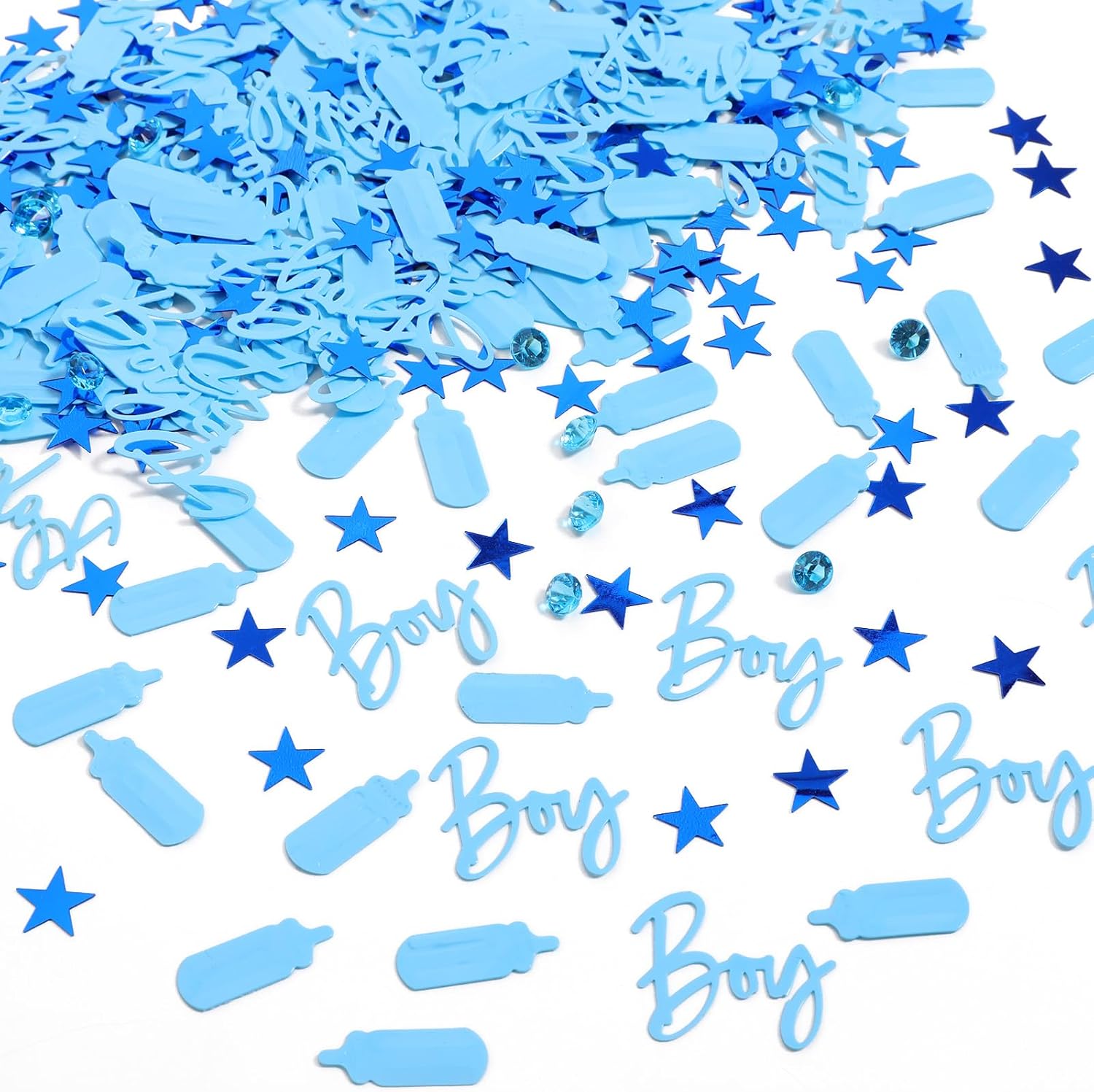 1000 Pcs Baby Shower Confetti Baby Shower Decorations Boy Rhinestones Stars Baby-Bottles Blue Table Confetti Sprinkle Decorations Gender Reveal Party Supplies (Blue)