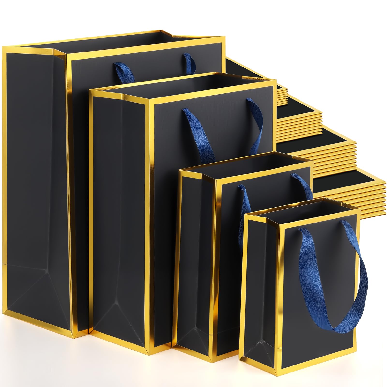 PerKoop 40 Pack Kraft Gift Bags Handled Paper 4 Sizes Goodie Bags with Handles Gift Wrap Recyclable Dessert Shopping Sacks for Easter Mother's Day