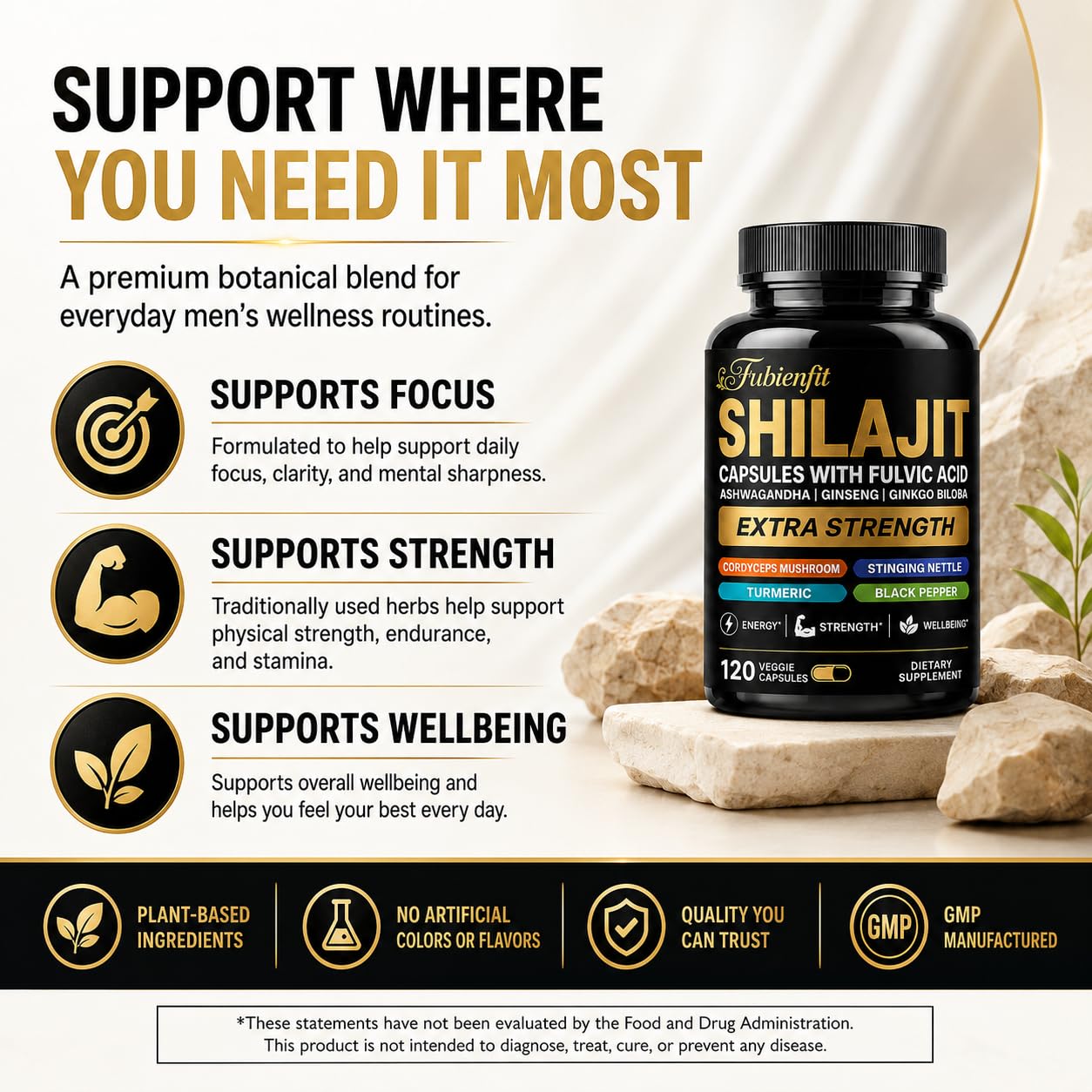 Shilajit Capsules with Fulvic Acid and 8 Herbal Extracts, 120 Count — Amazon image 3