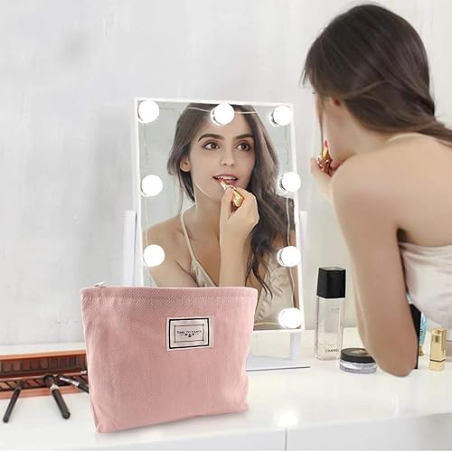 Miniatura 5 de Yovell Bolsa de maquillaje estética grande, bolsas de cosméticos florales para mujeres y niñas, organizador de maquillaje de lona con cremallera,