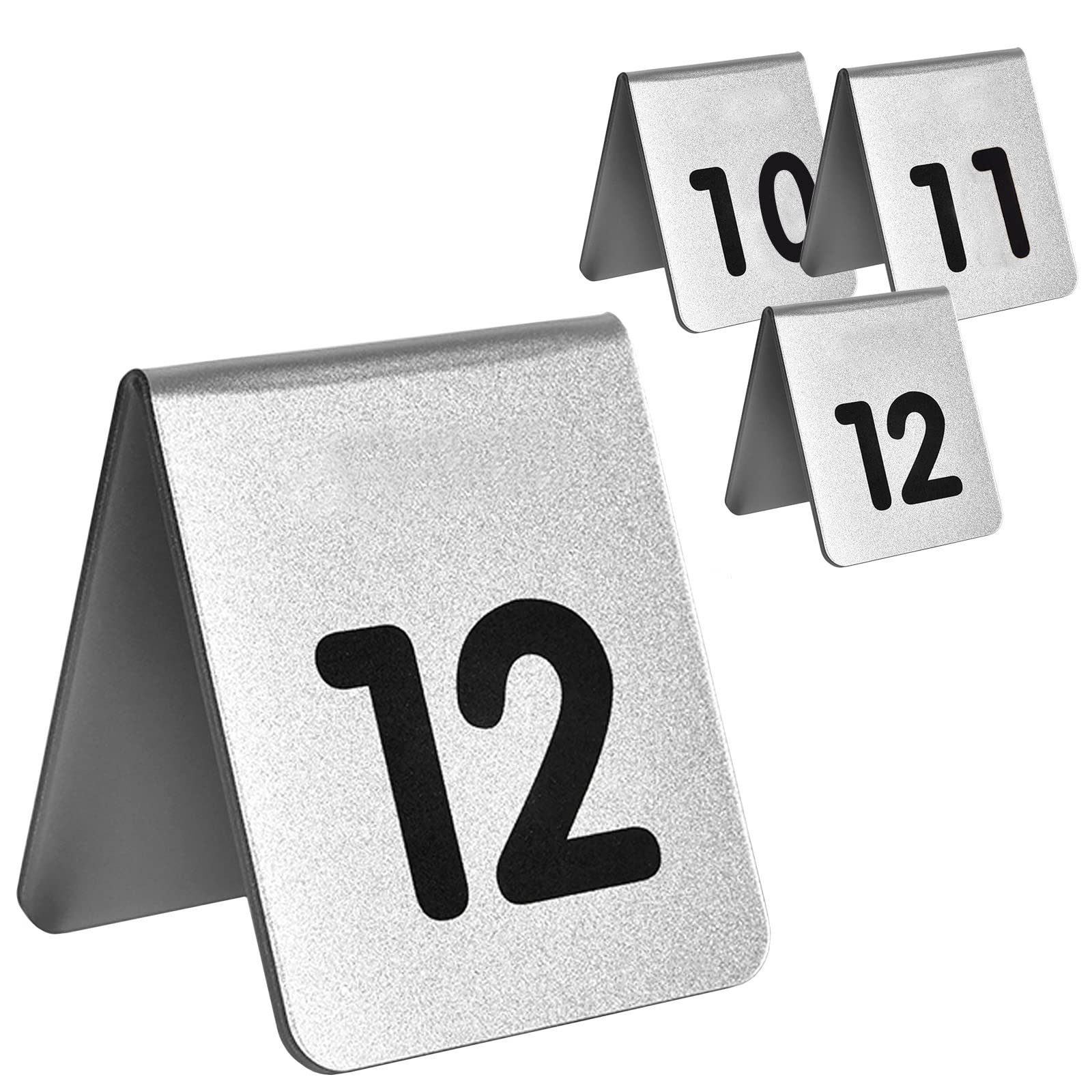 SaryEdge 1-10/20 Tabletop Number Sign Acrylic, Metal Table Card Stackable, Tent Style Table Number Double-Sided, Place Cards For Banquets, Restaurants, Hotel,S,Silver-1??10è?