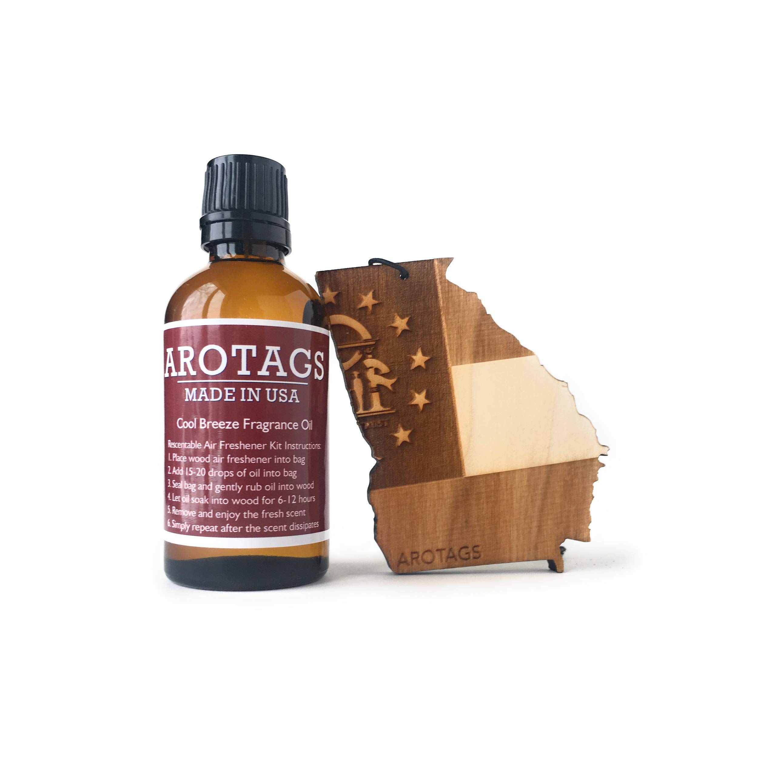 Arotags Georgia Wooden Car Air Freshener - Long Lasting Backwoods Birch Scent Diffuses for 365+ Days - Includes Hanging Mirror Diffuser and Fragrance