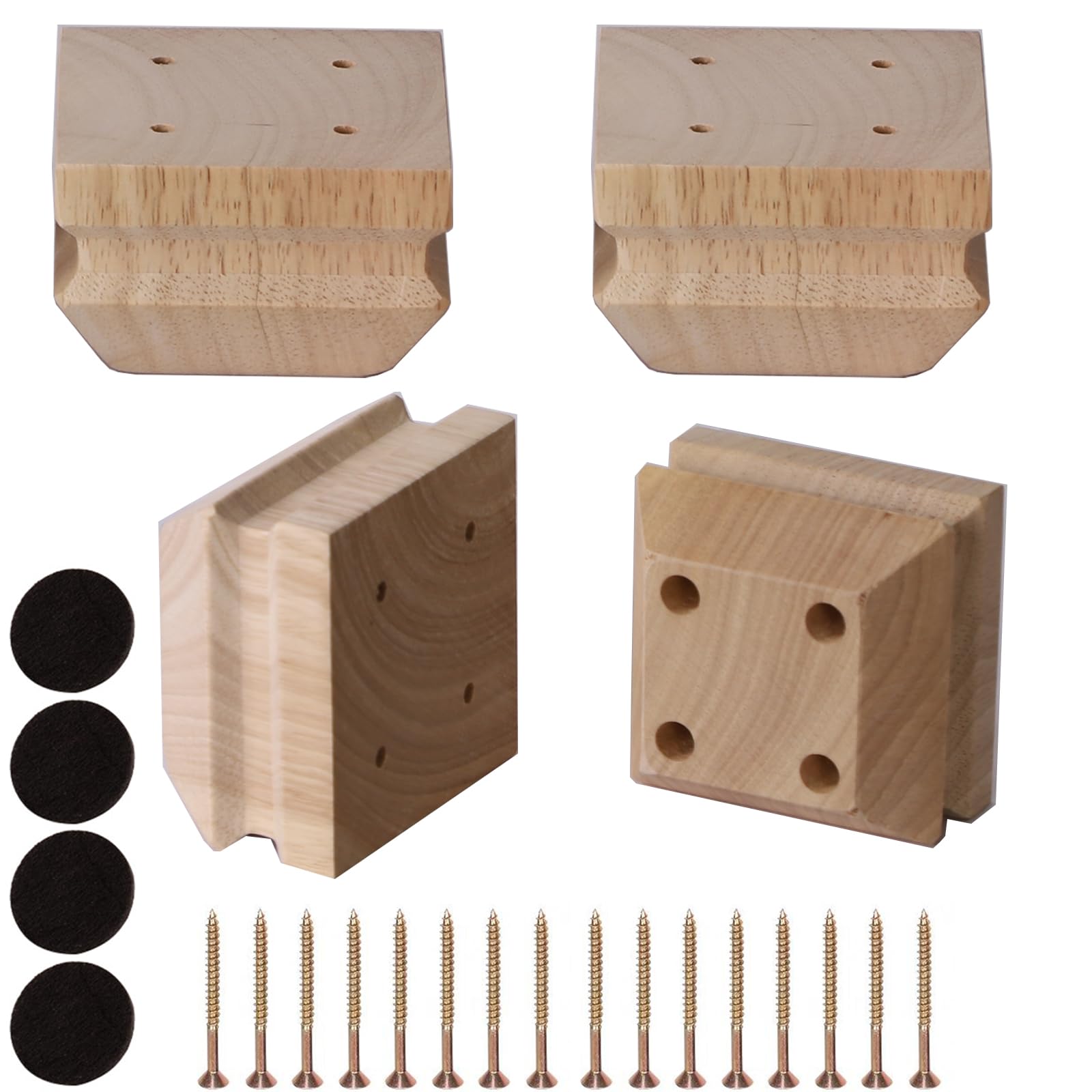 Texphw Unfinished Oak Furniture Legs - Heavy Duty Mid Century Solid Wood Replacement Sofa Legs Set of 4 for Couch Bench Bed Dresser Coffee Table (