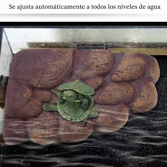 Foto 3 de 8 de Isla flotante para reptiles, plataforma solar magnética de resina con rocas naturales
