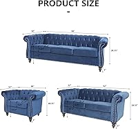 Vista 50 de RARZOE Moderno juego de sofá de 2 piezas, naranja, espuma, sofá biplaza y sofá Chesterfield