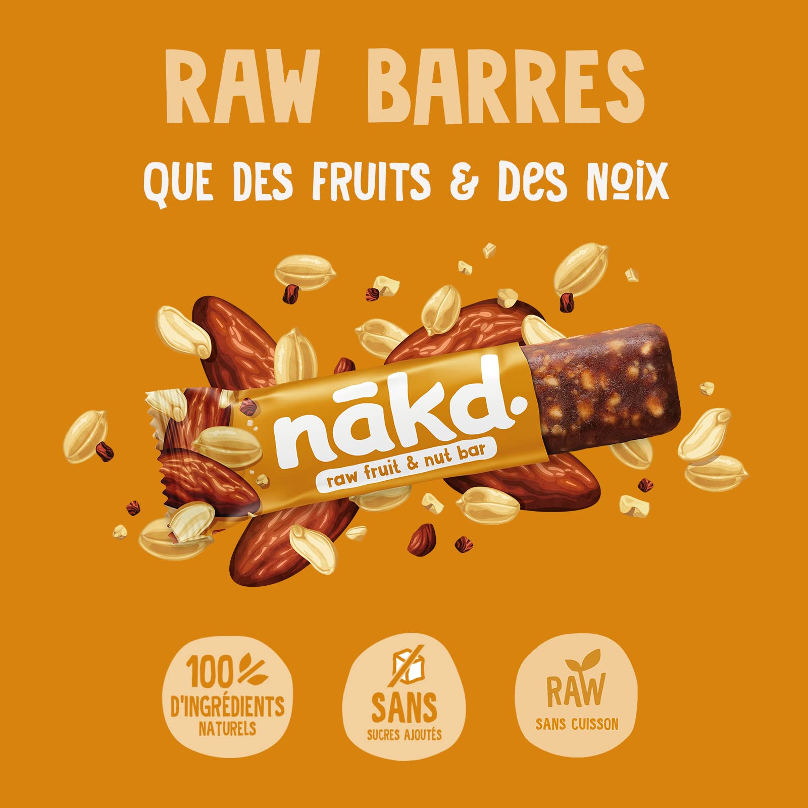 Nakd Barres tendres de dattes et cacahuetes, sans sucre ajoute - 3