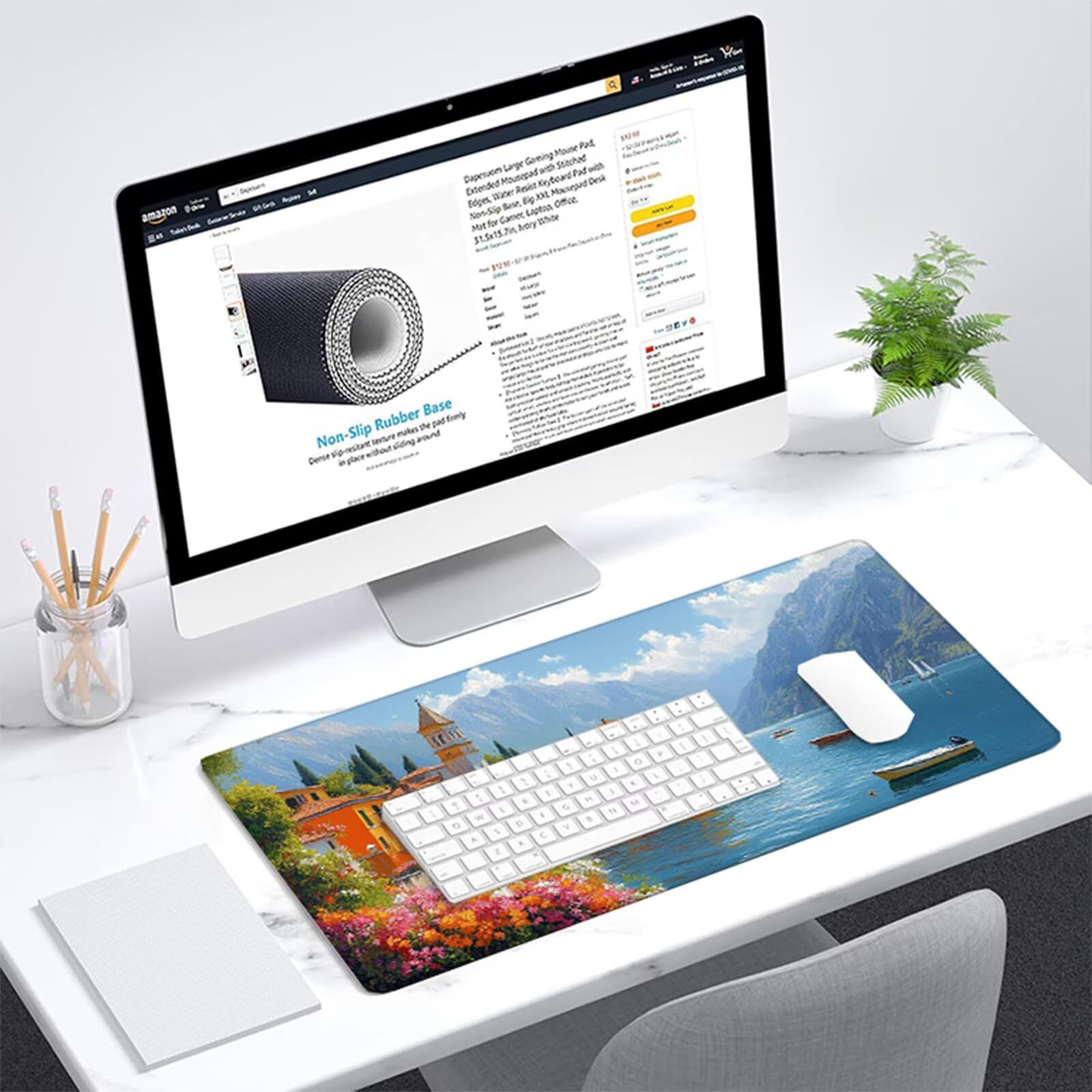 Alfombrilla Ratón Azul Alfombrilla Escritorio Costero Mouse Pad Gaming Duradera, Mouse Pad Grande Gaming Mejora Precisión y La Velocidad, Antideslizante Desk Mat para PC, Oficina 1600x800x3mm Y2-341