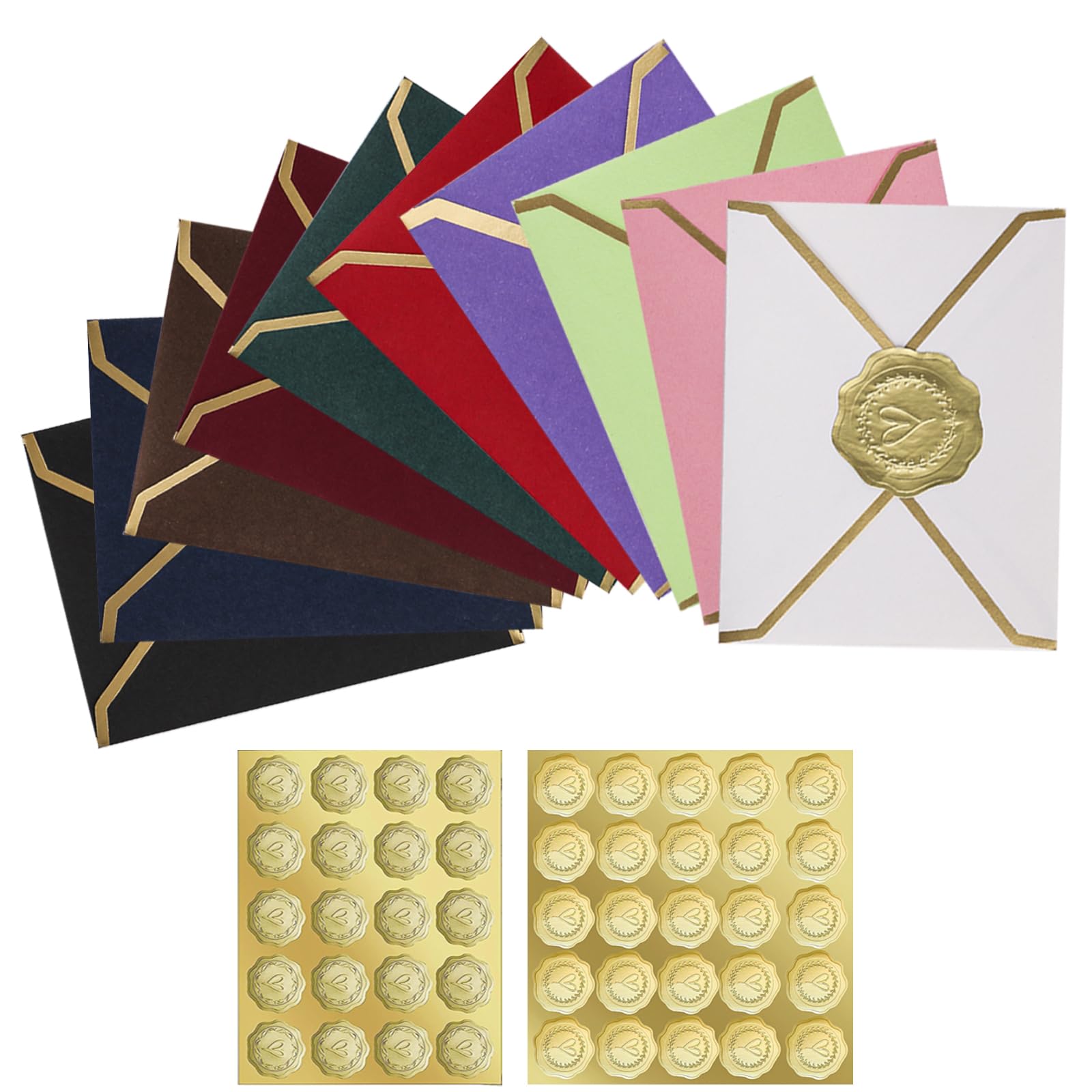 Pack of 50 Colourful Mini Envelopes, 7.5 x 10 cm, V-Flap Envelopes