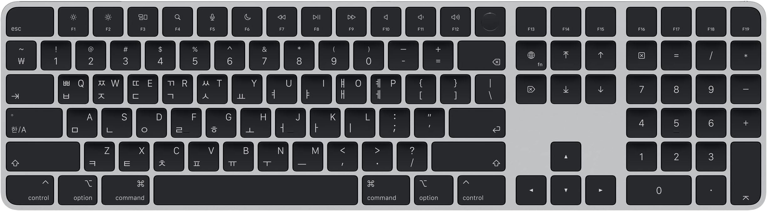 Apple Magic Keyboard with Touch ID and Numeric Keypad: Wireless, Bluetooth, Rechargeable. Works with Mac Computers with Apple Silicon; Korean - Black Keys