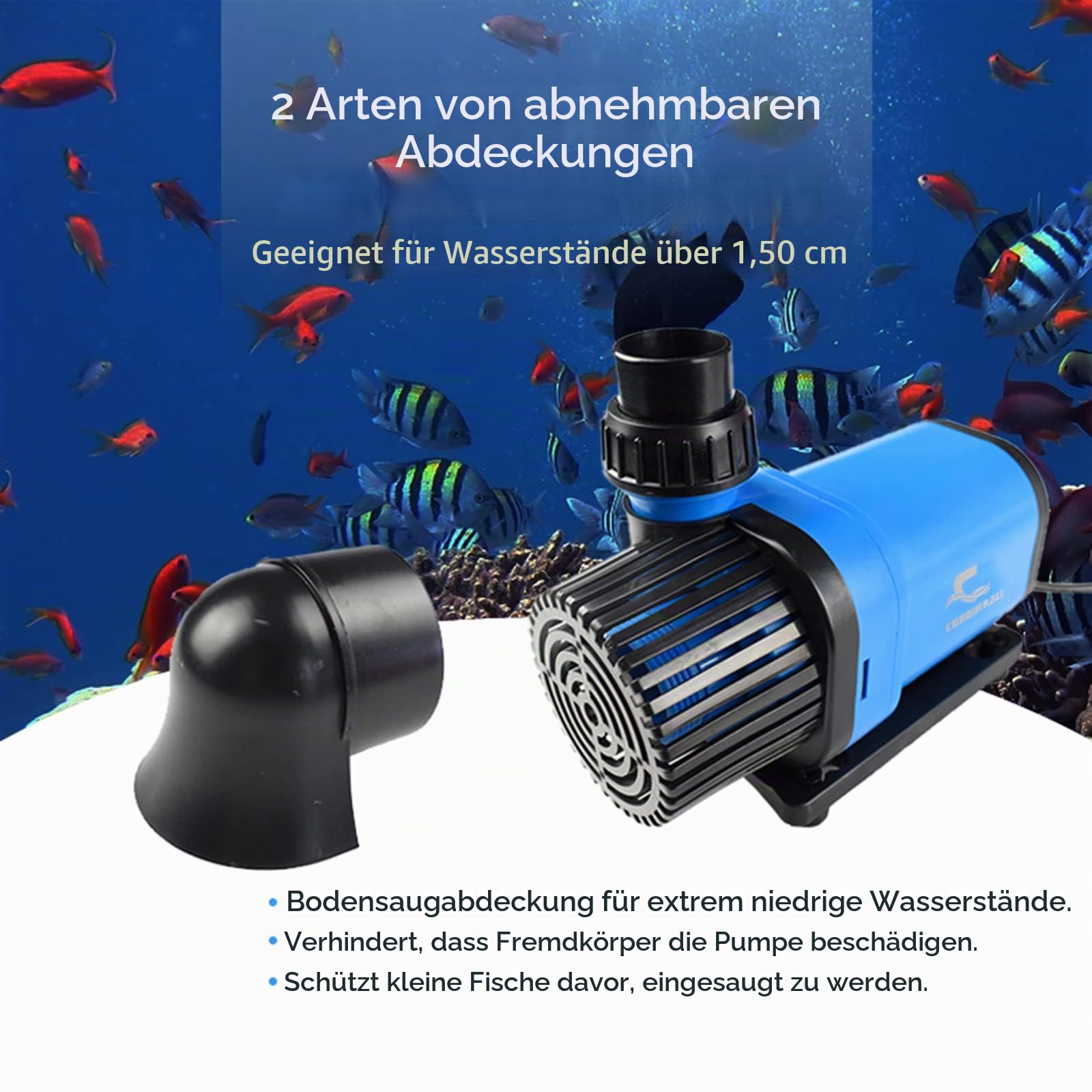CONQUERALL 2110GPH 40W 16.5ft DC Rücklaufpumpe mit Controller CHS-8000 24V Umwälzung 3 Jahre Garantie für Teiche Gärten Springbrunnen Sumpf Meerwasser Aquakultur Aquarien