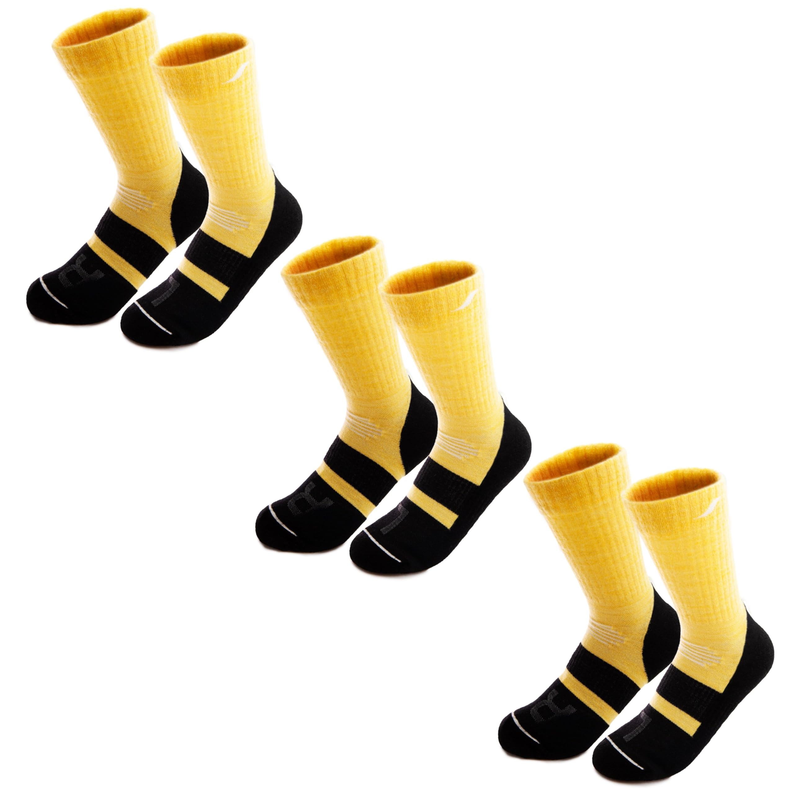 Safersox Merino Wandersocken Herren & Damen 3 Paar – Trekkingsocken mit Geruchskontrolle – 50% Merinowolle, warm & gepolstert, anatomisch (L/R), Outdoor Hiking