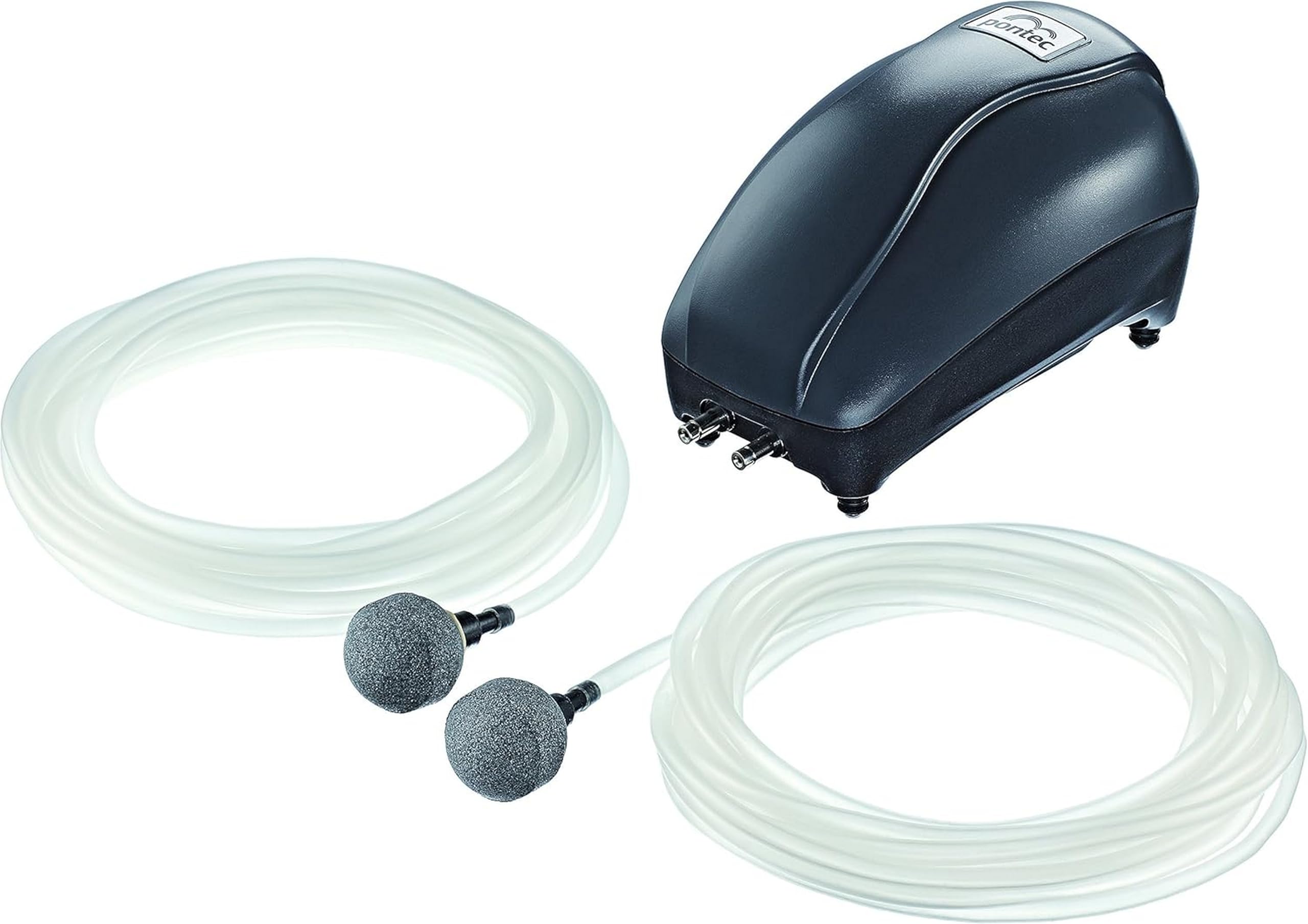 Pontec PondoAir Set 200 - Luftpumpen-Set zur Sauerstoffversorgung von Flora und Fauna / Teichbelüfter für den Einsatz an Teichen bis 2.000 l, Schwarz