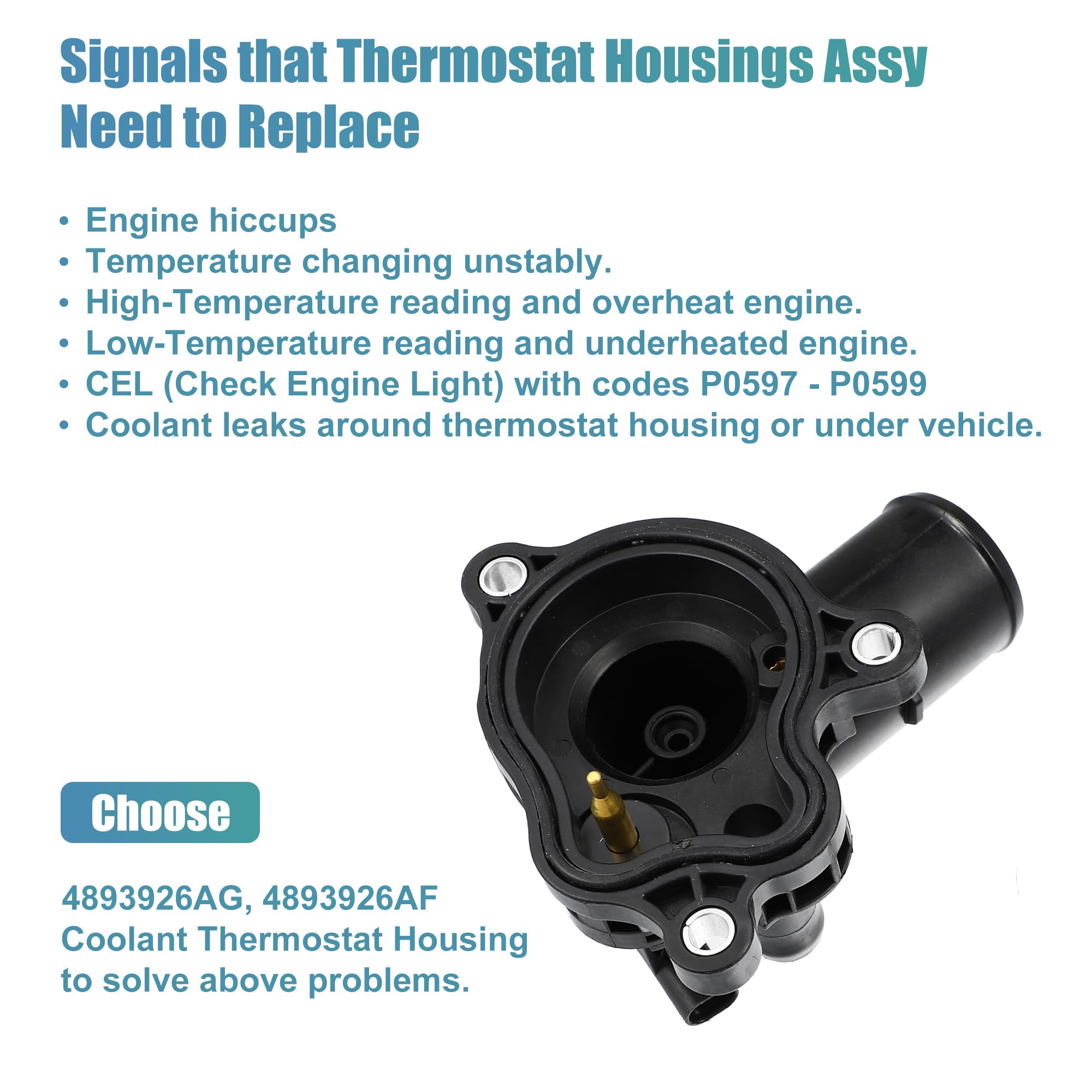 Amazon.com: X AUTOHAUX 4893926AF Engine Coolant Thermostat Housing  