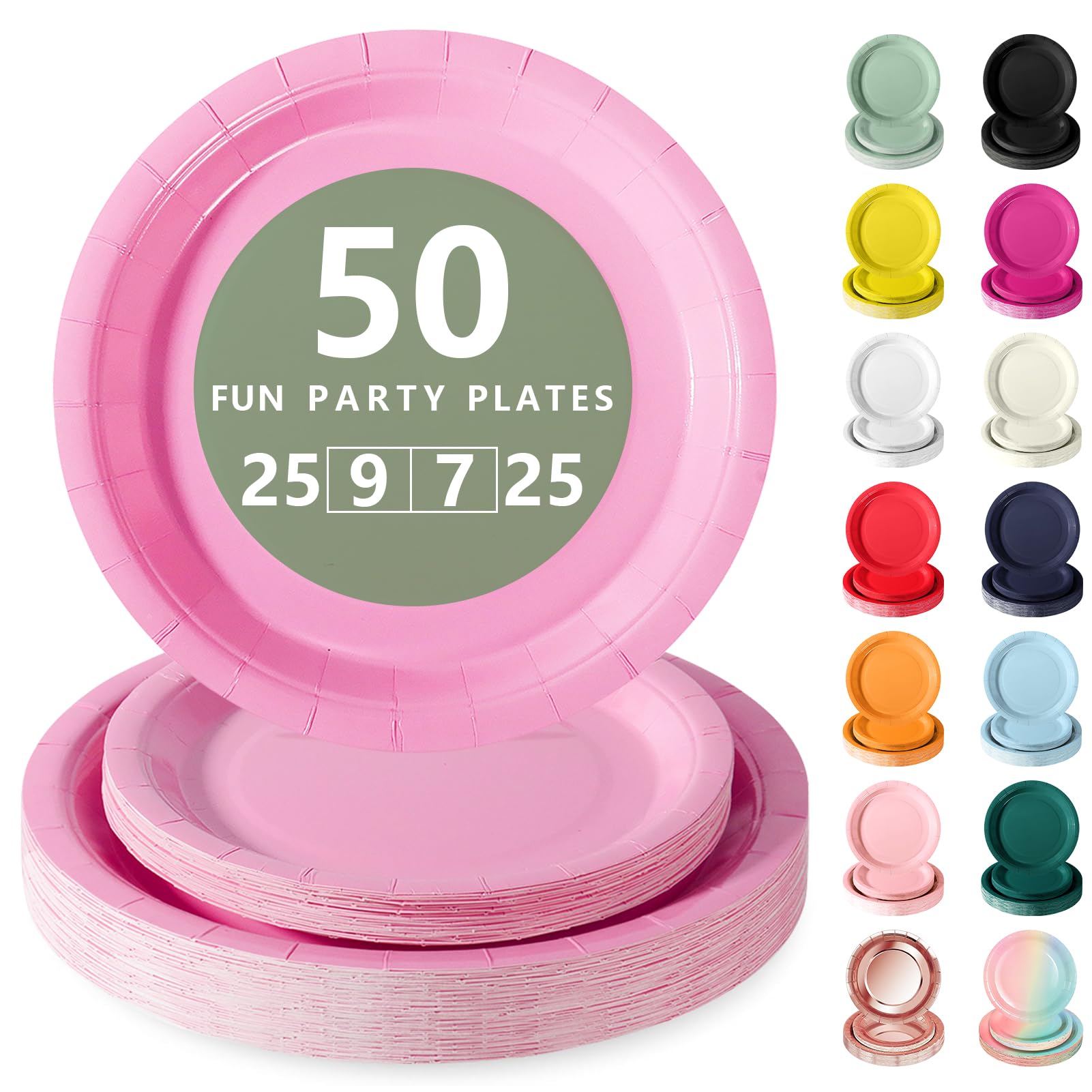 Nkaiso Einweg Pappteller, 50 Pack Party Teller Set – 25 x 9 Zoll und 25 x 7 Zoll Elegantes Einweggeschirr für Geburtstage, Jubiläums, Hochzeiten und Weihnachtsfeiern