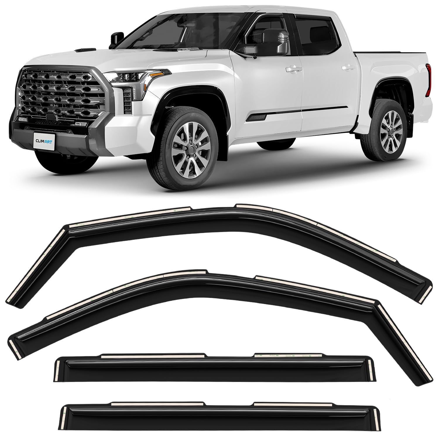 CLIM ART in-Channel Incredibly Durable Rain Guards Compatible with Toyota Tundra 2022-2026 CrewMax, Original Window Deflectors, Vent Window Visors, Vent Deflector, 4 pcs. - 619471