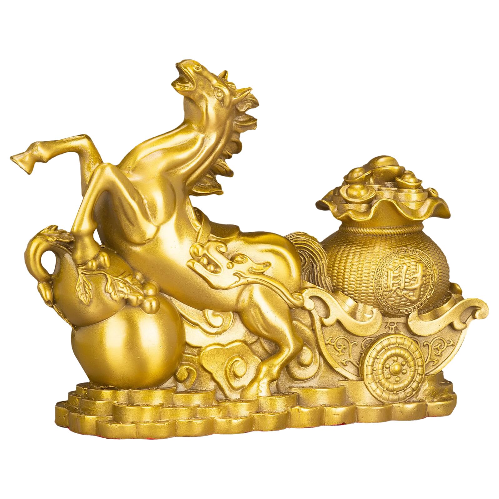 Abaodam Statuette Cheval en Laiton Doré, Sculpture Décorative Chinoise