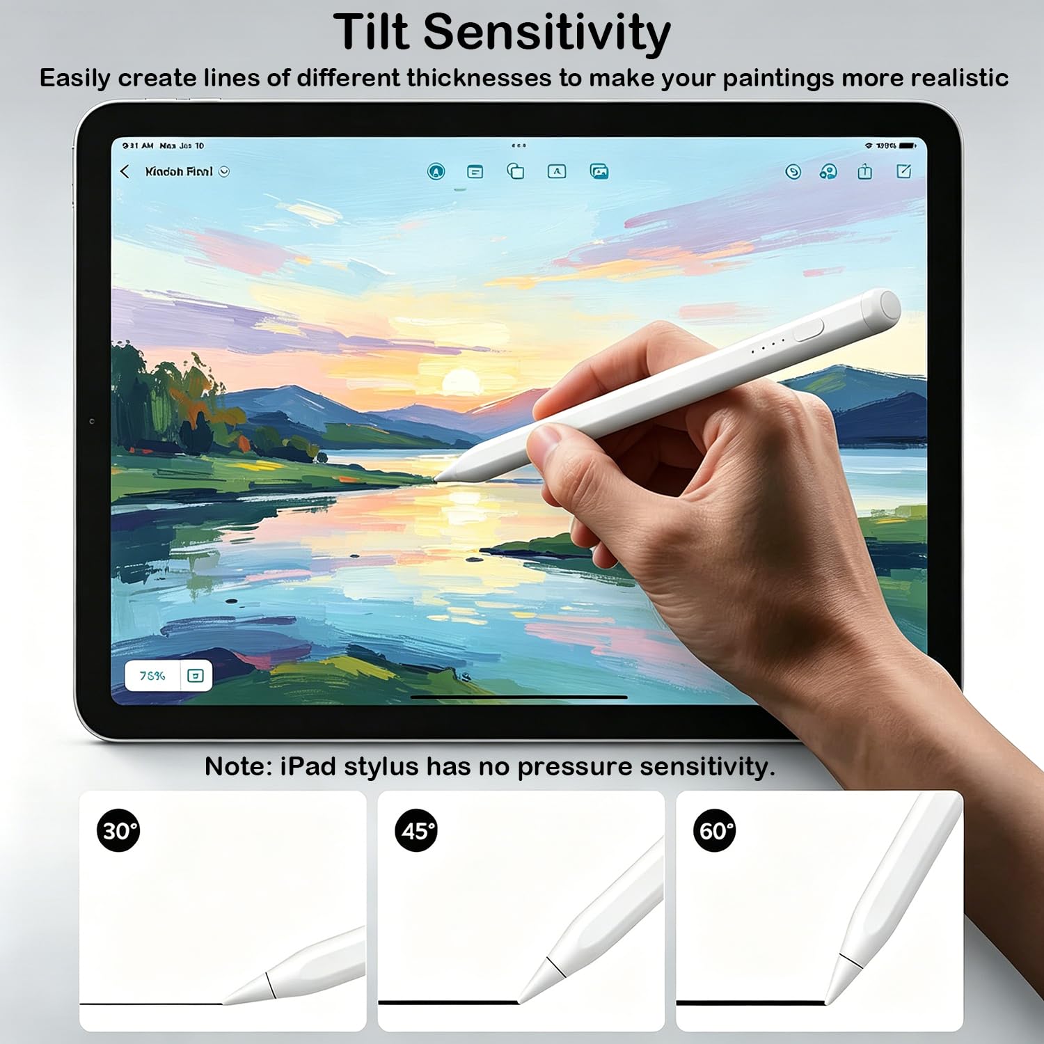 Penna Stilo per iPad 2018-2026, Ricarica Veloce, Rifiuto Palmo, Sensibilità Inclinazione, Compatibile iPad 7-11 A16, Pro M4/11/12.9/13, Air 3-5/M2/M3/M4, Mini 5/6