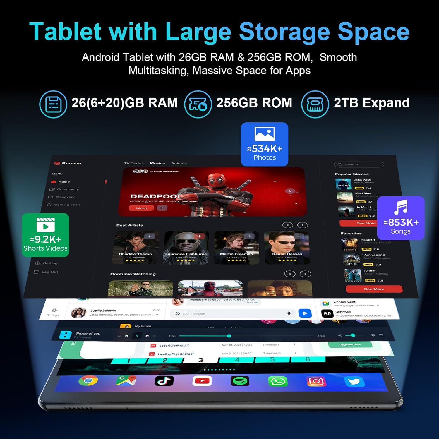 Android Tablet with Keyboard, 2026 Android 15 Tablet 10 inch, 26GB+256GB+2TB Expand, Electronic Tablet PC with Gemini, 8-Core, 8000mAh, 5G WiFi, GMS, 2 in 1 Tablet with Case/Mouse/Stylus(Black Case)