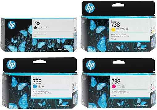 HP 738 300ml Black and 130ml Cyan/Magenta/Yellow DesignJet Ink Cartridge for T850, T950 Series Printers