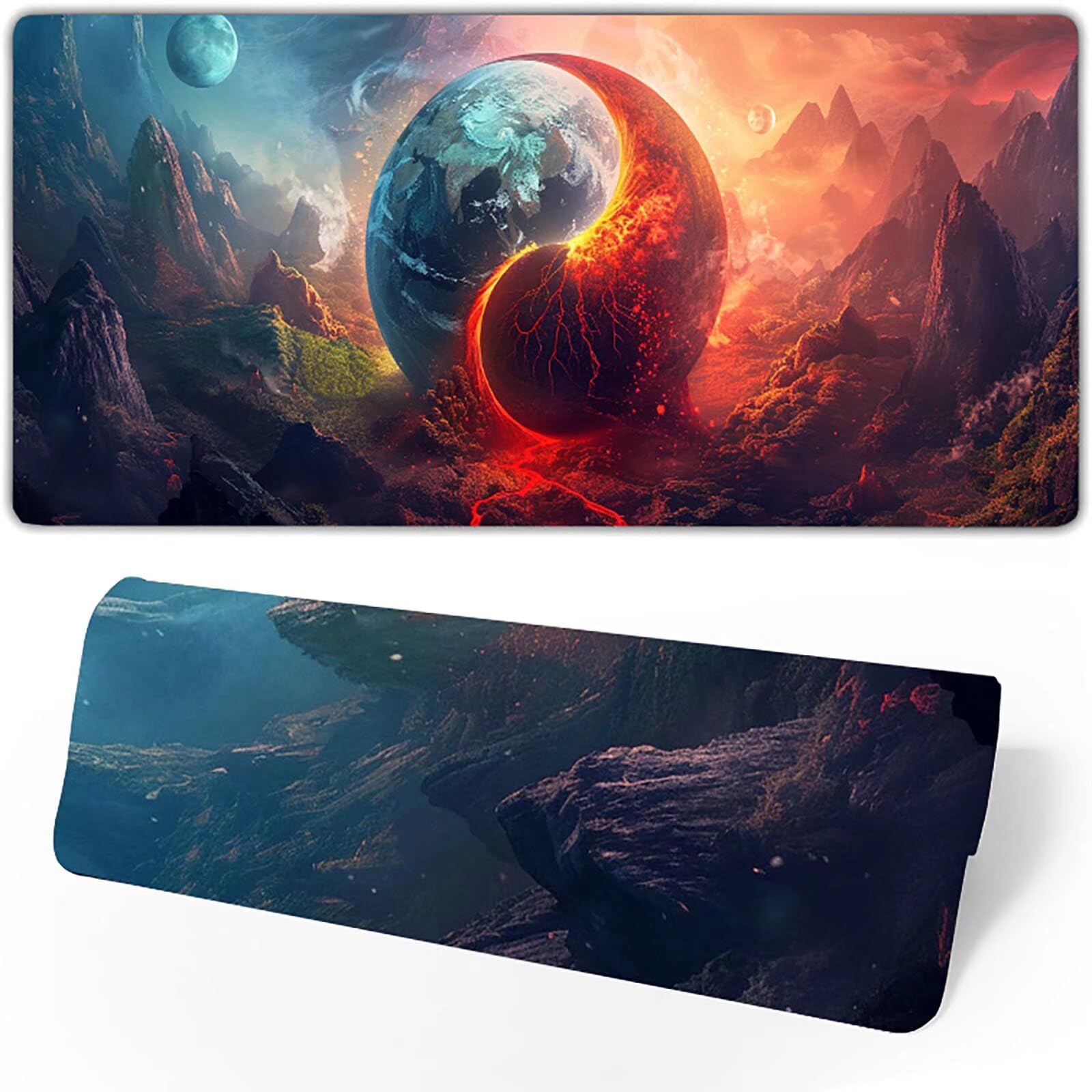 Niebieska podkładka pod mysz górską XXL 1400 x 600 x 3 mm podkładka pod mysz do gier akcesoria biurowe, zmywalna, antypoślizgowa guma, wysoka precyzja i prędkość, pod biurko ręczne dla gracza 0-L-Q