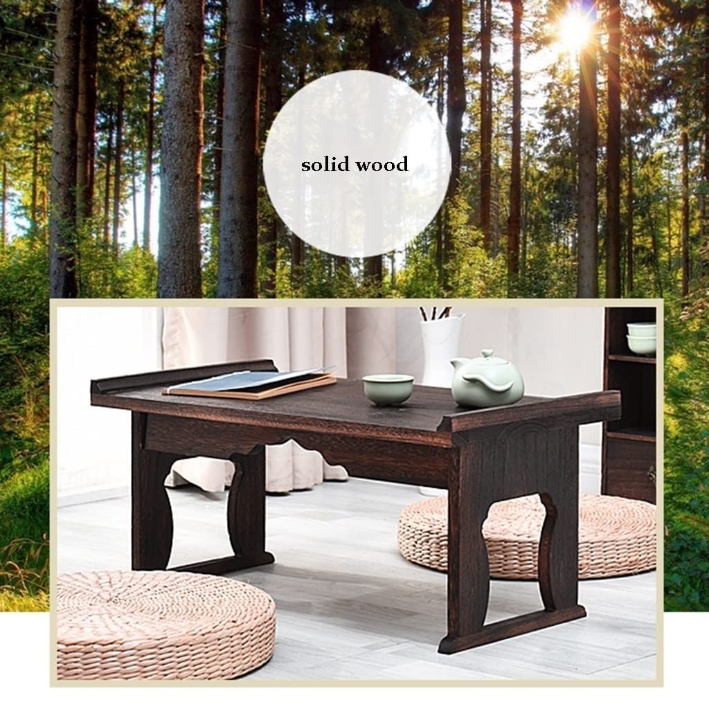 Tavolo basso pieghevole in legno in stile giapponese, per tè e caffè, antico altare da meditazione, mobili da pavimento e studio, 80 x 44 x 35 cm, tavolo marrone