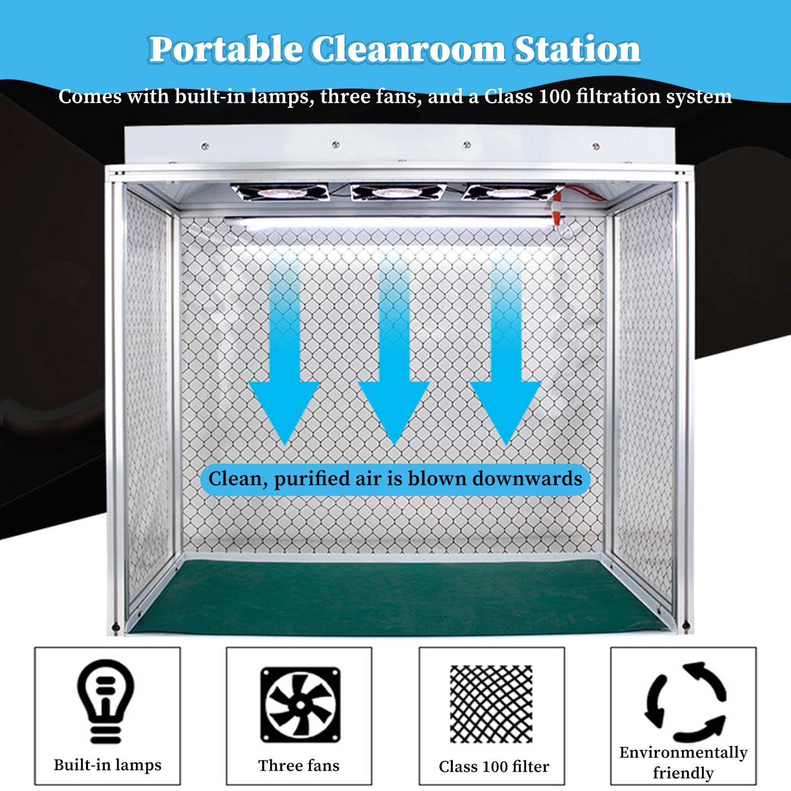 Vertikale Laminar-Flow-Haube und Reinraum, Professionelle Vertikale Laminar Flow Haube mit 3 Lüftern und HEPA-Filter, für Telefonreparatur, Labor, Elektronik