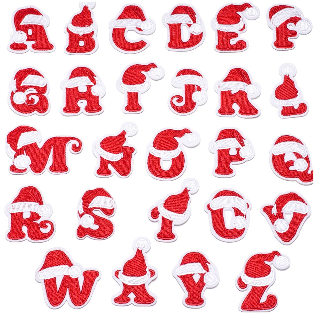 PLANTURECO Letter Patches - 26 PCS Letter Iron on Patches - Chenille A - Z Letter Patches - Varsity Iron on Lettes - Iron on Patches for Clothing Backpacks Jeans(Christmas)