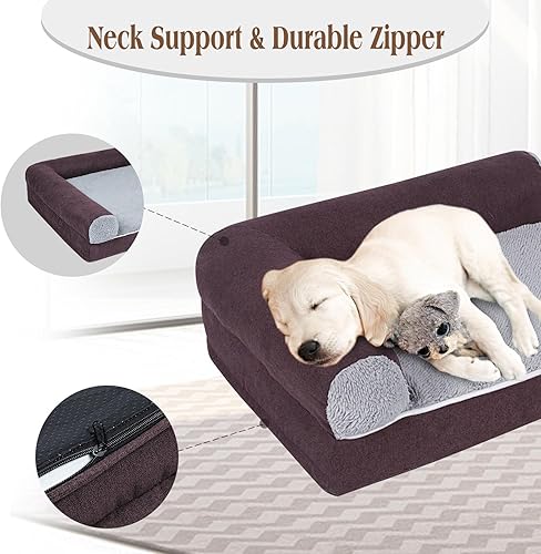 Miniatura 5 de Cama ortopédica para perro, camas impermeables para perros XL, cama para perros con cojín de espuma para huevos, funda extraíble lavable y parte