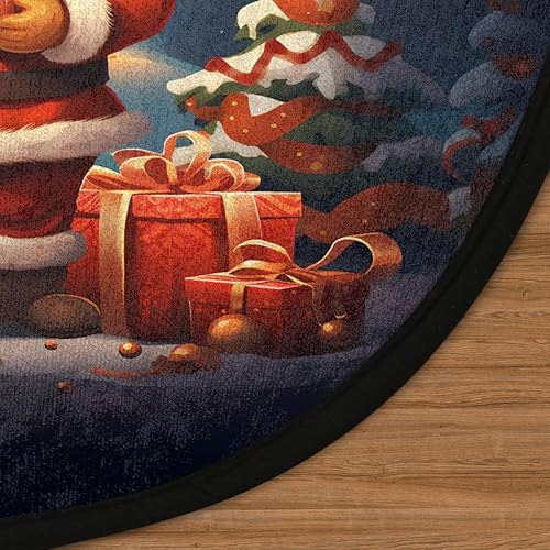 Miniatura 3 de Christmas Scene Winter Santa Claus (4) Round Area Rug 3ft Machine Washable Circular Rugs for Dining Room Table Bedroom Playroom Throw Rugs for Dog