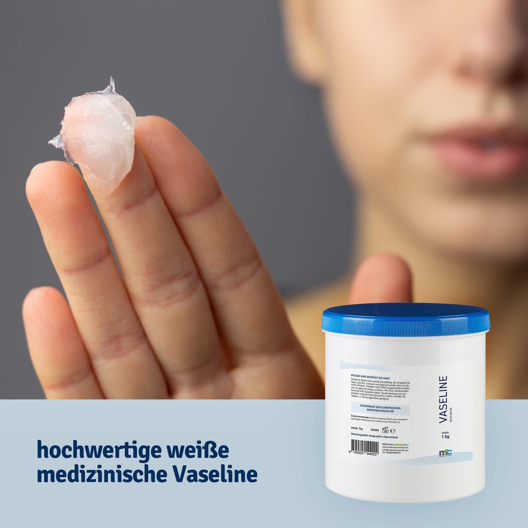 Medicalcorner24 vaseline blanche, gel soins de la peau soins corporels, zone tatouage et piercing, 1 kg