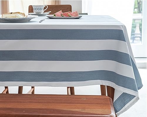 Miniatura 5 de Tablecloths Rectangular, 53 x 102 inch, Dark Blue, Polyester Stripe Table Cover for Party, Wedding, Cocktail, Banquet, Festival Azul Oscuro,Azul
