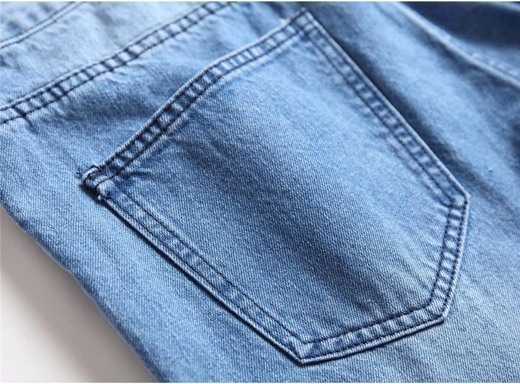Men's Jeans Straight-Leg Slim-fit Ripped Cotton Denim Trousers Casual