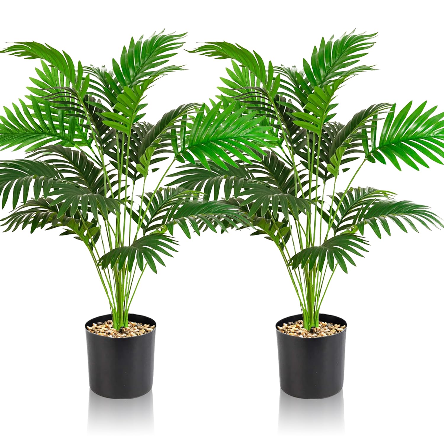 Lighterday Set of 2 Artificial Plants Indoor 90 CM Fake Plants Decorative Tree Tall Plastic Plants for Office Home Indoor Outdoor Decor (2 Pots of Artificial Palm Tree)