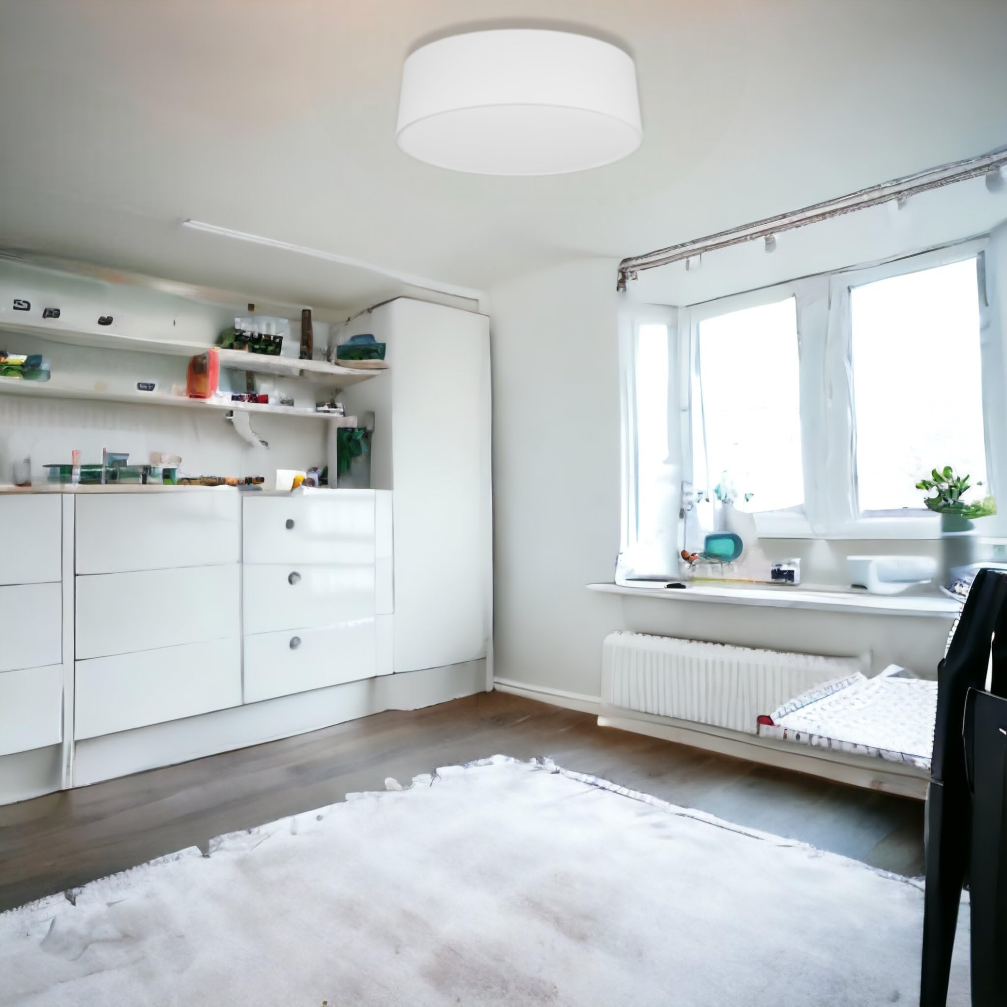 Plafoniera Soffitto Ø45 cm - Plafoniere da Soffitto 4xE27 - Paralume Lampadario Soffitto in Tessuto - Lampadari Camera da Letto, Soggiorno e Bambini Cameretta