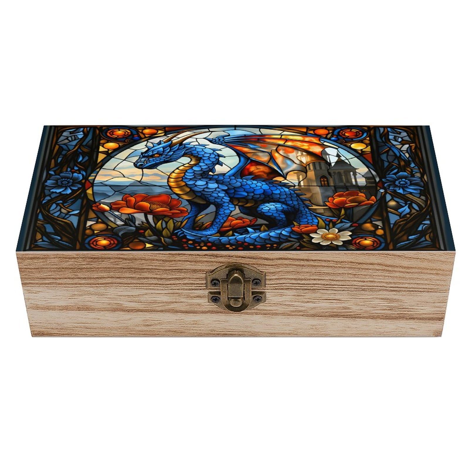 asbwuo Dragon Vintage Wooden Keepsake Box