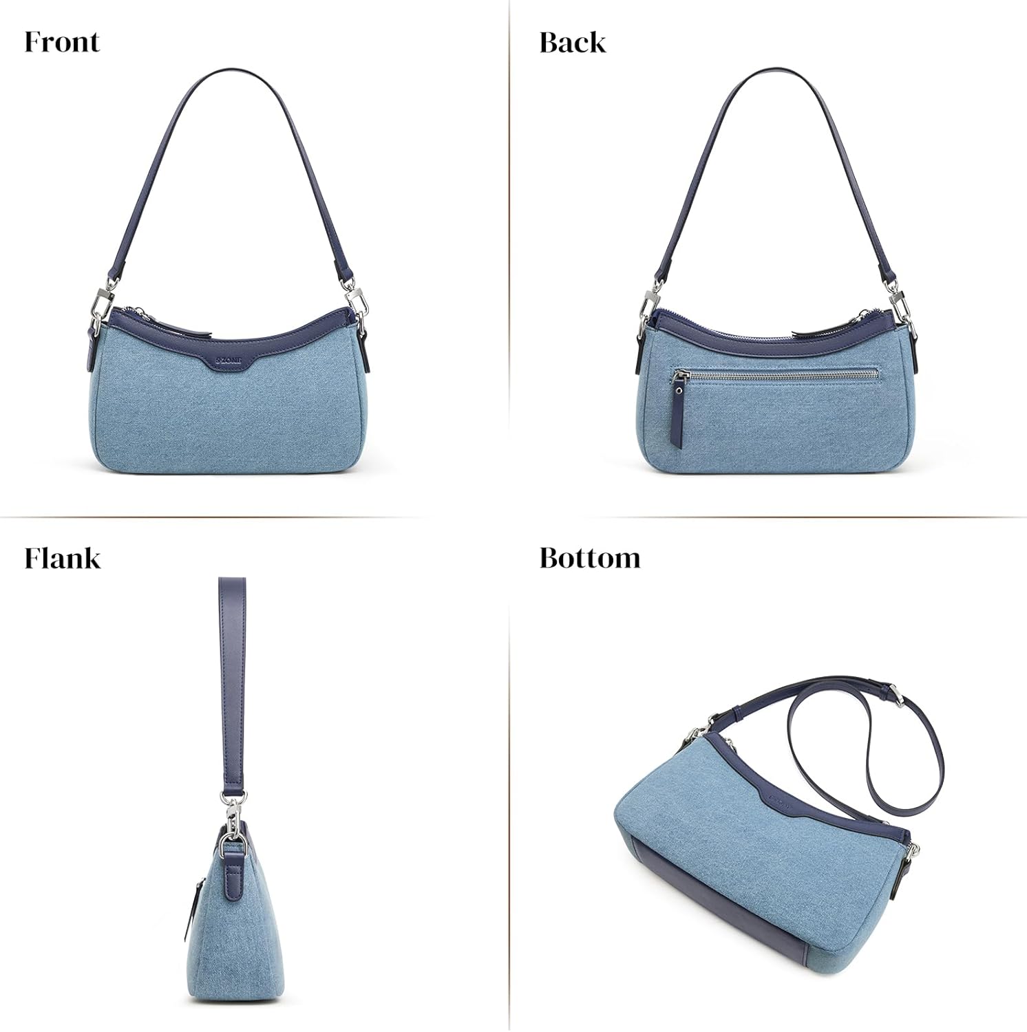 S-ZONE Leather Shoulder Bag for Women Small Crossbody Bags Hobo Purses with 2 Straps - Image 6