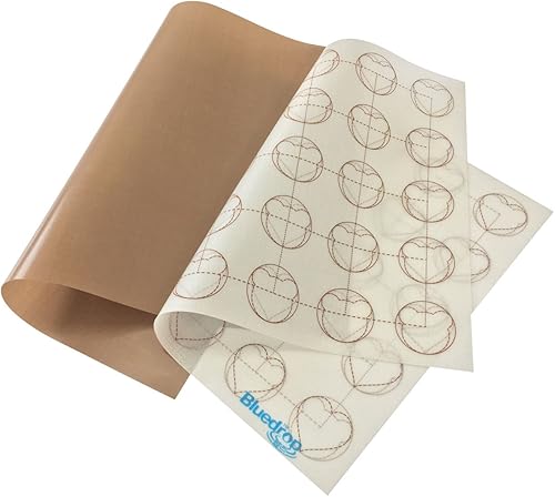 Bluedrop - Juego de 2 bandejas de silicona para hornear macarons y revestimiento de PTFE para horno 1 unidad cada una de las alfombrillas Bluedrop - Juego de 2 bandejas de silicona para hornear macarons y revestimiento de PTFE para horno 1 unidad cada una de las alfombrillas