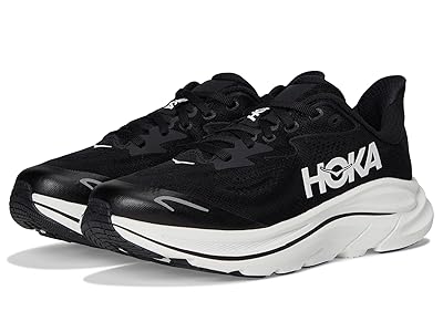 Hoka Kids Clifton 10 (Big Kid) Kids Shoes Black/White : 6 Big Kid M, Textile