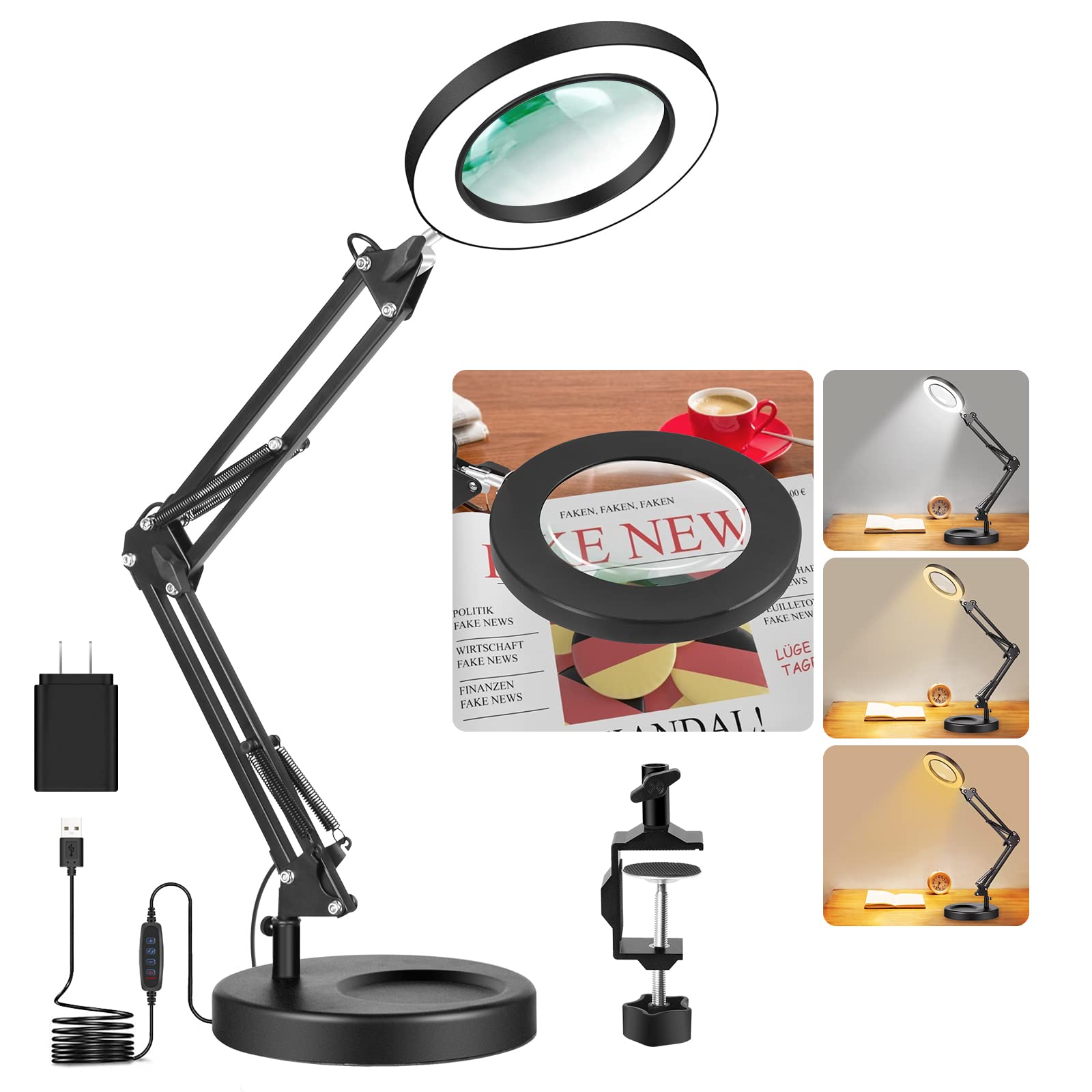 Buy Magnifying Glass with Light and Stand, SAVSOO 5X Real Glass 2in1