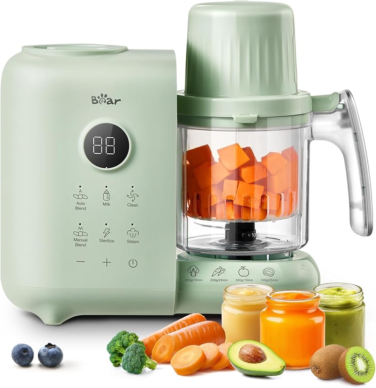Vaporera y licuadora para hacer alimentos para bebés con cestas de vapor de doble capa, 18,5 oz | OneStep-procesador de alimentos para bebés, máquina para hacer puré, molinillo, calentador de biberones, esterilizador para puré de bebé casero saludable, sin BPA