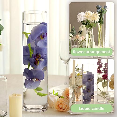 Miniatura 3 de Craft and Party Jarrón de cristal cilíndrico, portavelas de huracán, juego de 1, jarrones cilíndricos transparentes de 16 pulgadas, apertura de 4