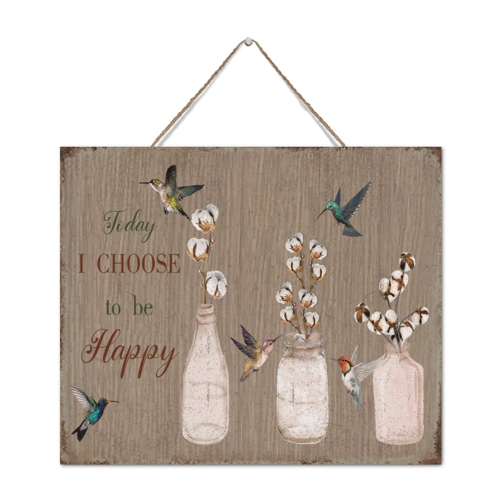 Panneau en bois personnalisé pour mur vide déco rustique fleur colibri