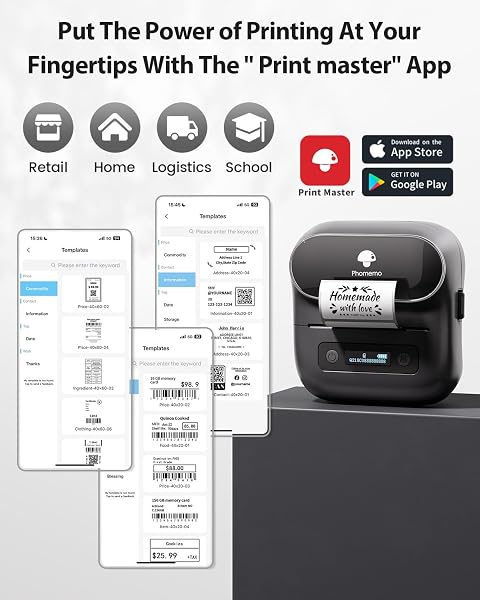 Phomemo M220 Bluetooth Label Maker for Christmas, Label Printer for Small Business, Label Maker Machine with Tape, Sticker Printer Compatible with Phone, Tablet & PC - 4
