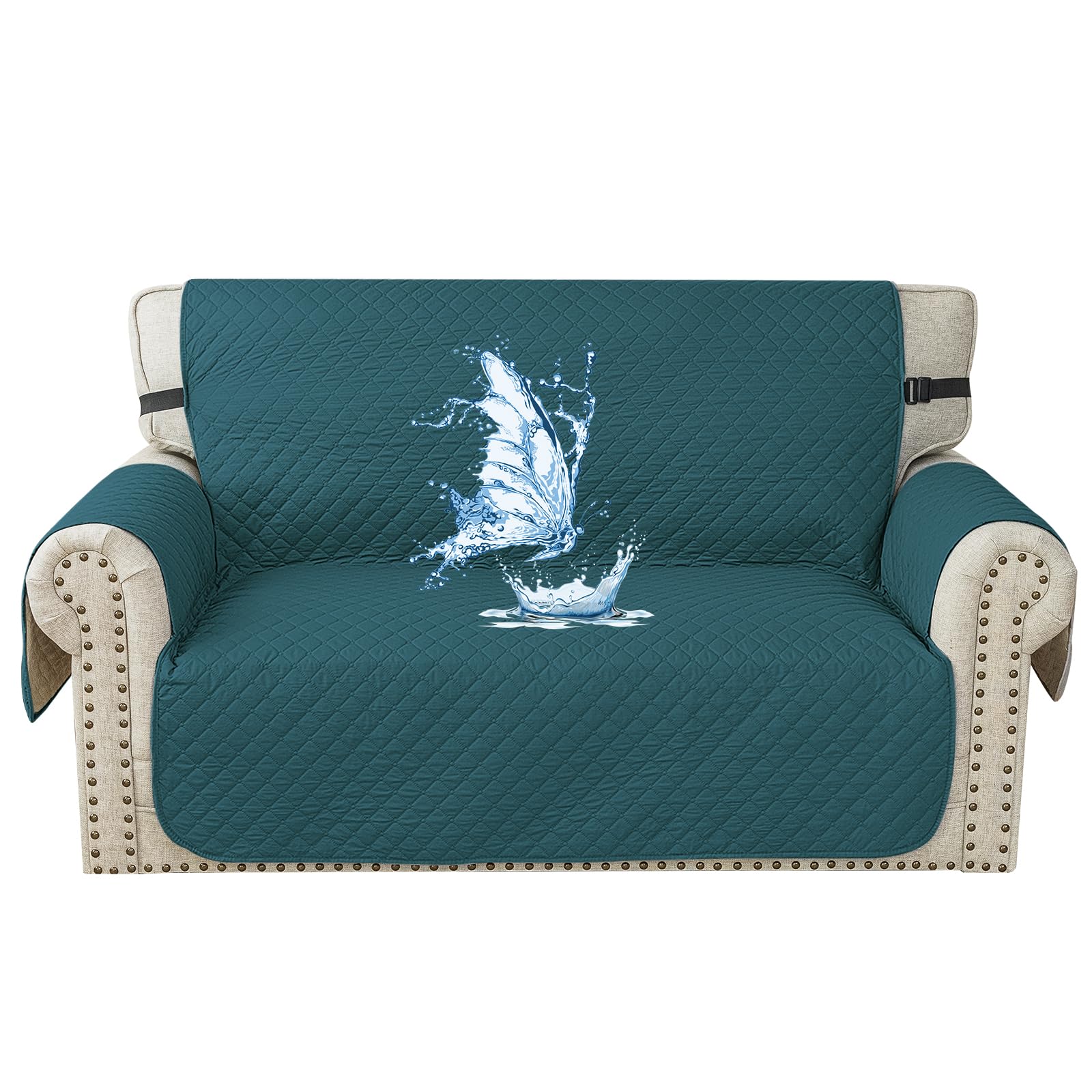 Funda Sofa Impermeable 2 Plazas, Cubre Sofas Antiarañazos Gatos, Couch Cover Antideslizante Antimanchas, Universal, con Reposabrazos, Lavable, Verde Oscuro Global Recycled Standard Global Recycled Standard Global Recycled Standard