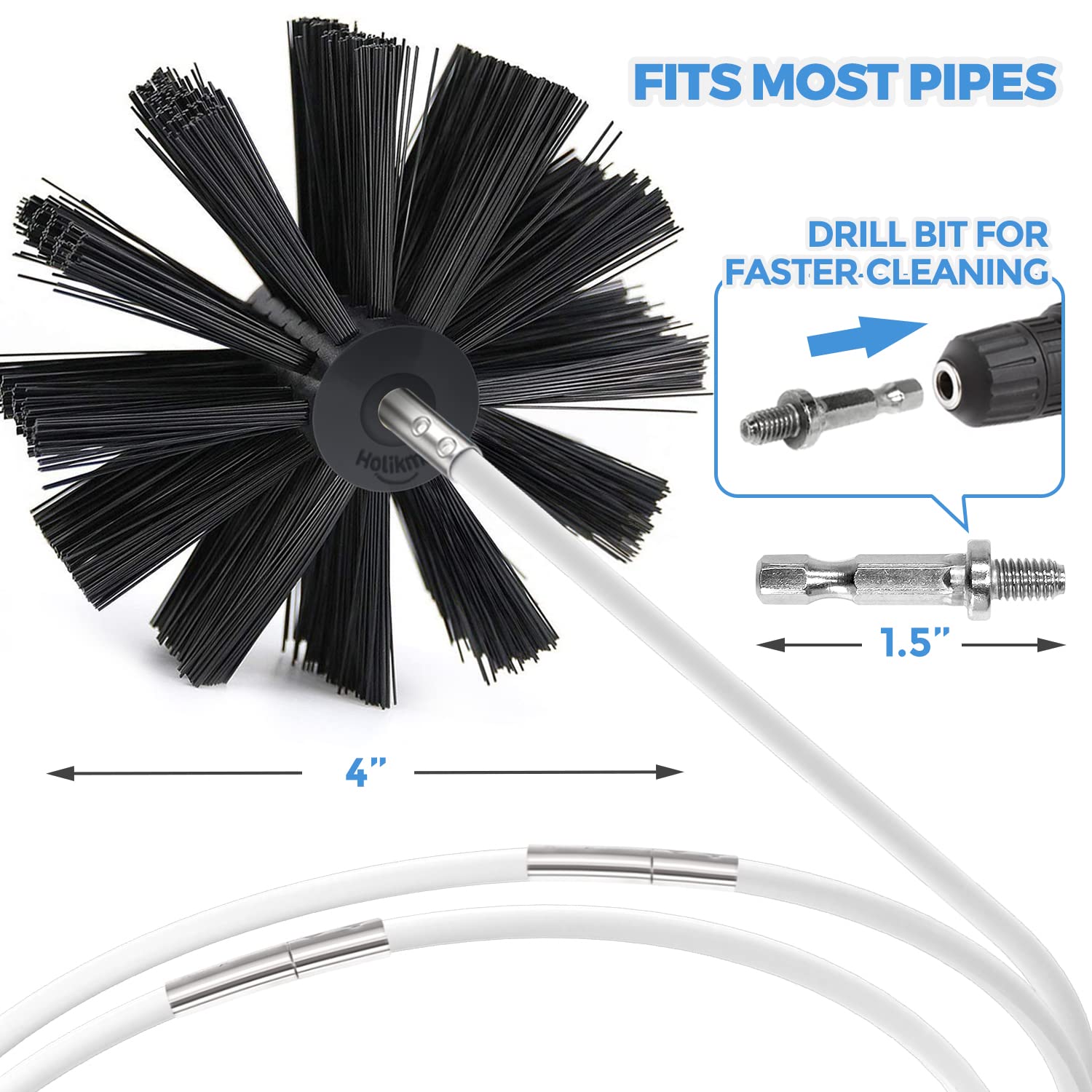 Dryer Duct Cleaning Kit Lint Remover Extends Up To 12 Feet Synthetic Brush Head