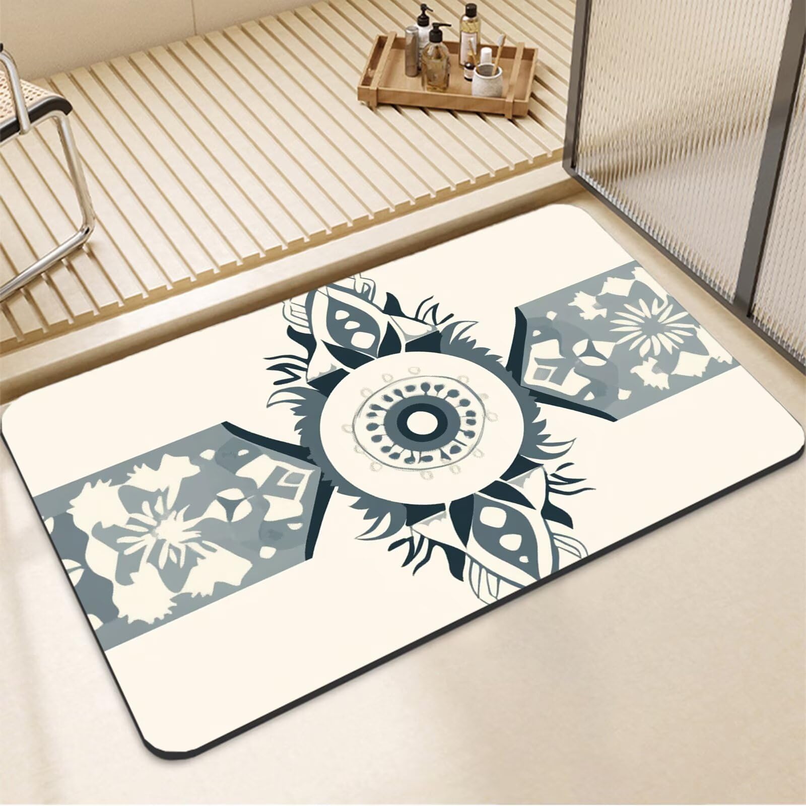 Tapis de bain antidérapant en caoutchouc 140x200cm pour douche et baignoire