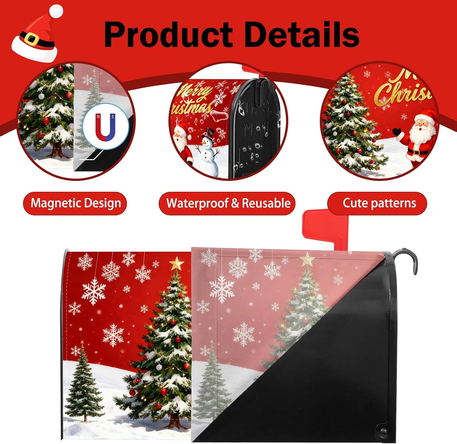 Merry Christmas Mailbox Covers Magnetic Standard Size 21"x18"