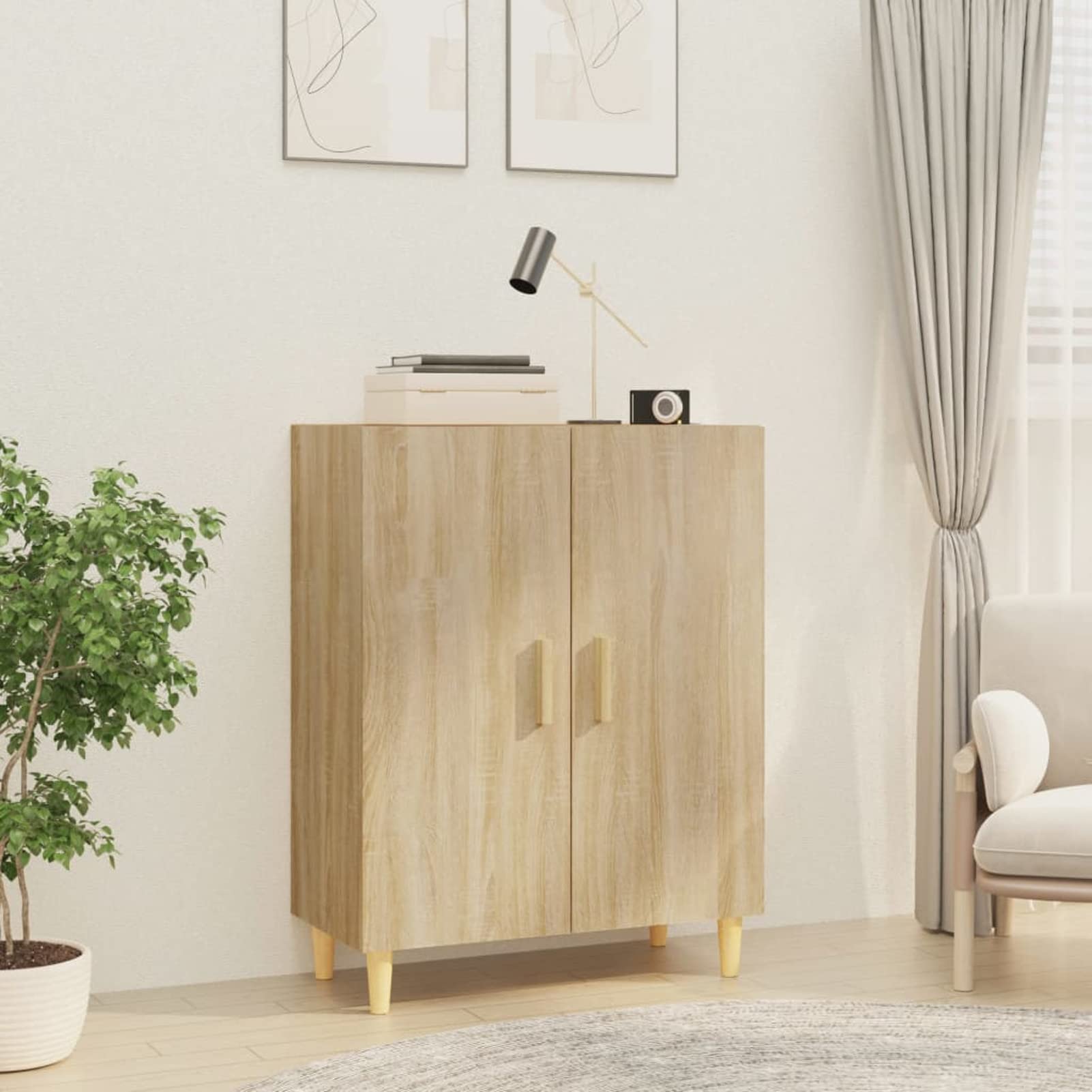 ShGaxin Sonoma dębowy kredens 70x34x90 cm drewno inżynieryjne, komoda do przechowywania sypialni, komody z szufladami, szafka z szufladami254