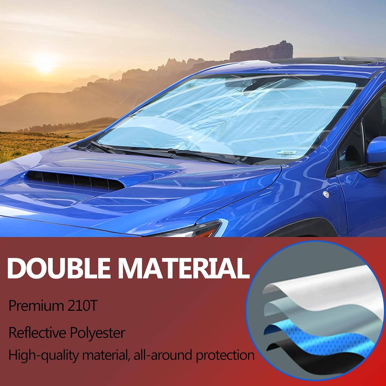 Front Windshield Sun Shade Compatible with Subaru WRX 2022-2024 Car Windshield Sun Shade Foldable Sun Shield UV Protection Car Accessories (Front Windshield Memory Steel Wire)