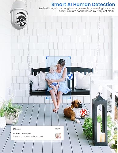 Miniatura 4 de Cámara de seguridad inalámbrica con bombilla de 360 1080p, vigilancia interiorexterior, detección humana AI, vista en vivo, audio de 2 vías, visión